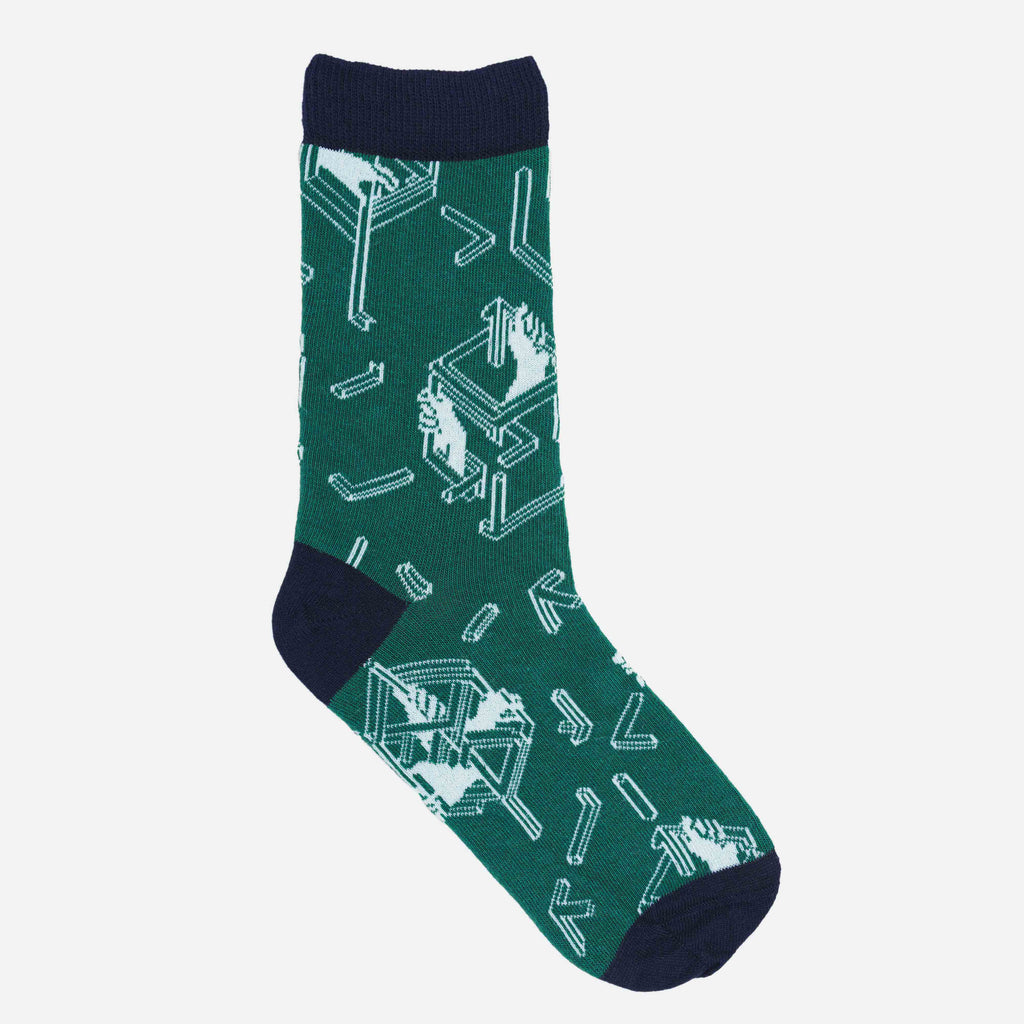 chaussettes vert avec le monogramme HABILE sur fond blanc  | vert